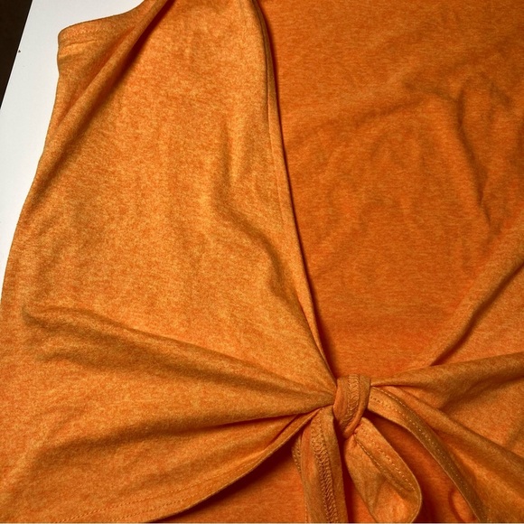 Double Zero Vibe Orange Tank Top with Deep Plunge and Tie Back - Picture 8 of 9